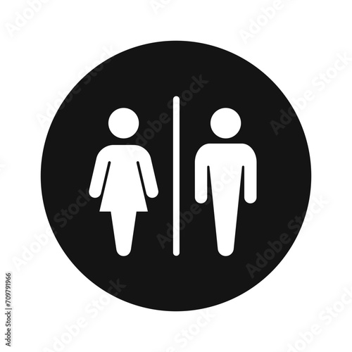 WC Toilet icons set. Men and women WC signs for restroom. WC direction arrow symbol vector illustration.