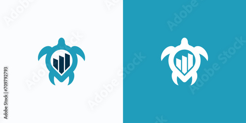 Vector logo design combination of turtle shape and investment growth graph