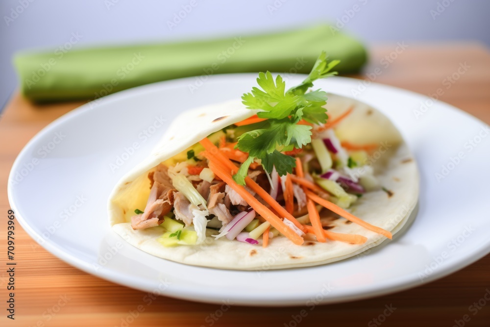 open gyro pita with a colorful vegetable filling