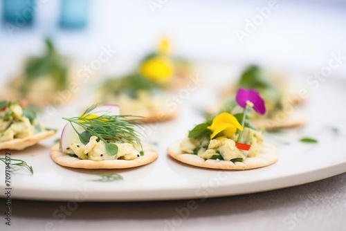 mini pita pocket appetizers stuffed with hummus and herbs