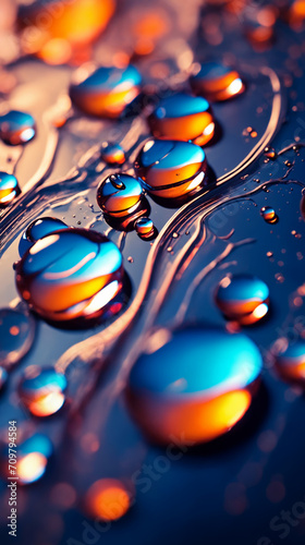 Abstract macro shot of droplets of bright neon colors.