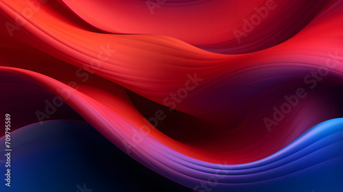 A seamless abstract vibrant neon color texture background with elegant swirling curves in a wave pattern. Set against a bright blue and red neon material background.