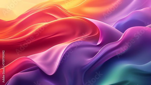 abstract background with multicolored wavy fabric, 3d render