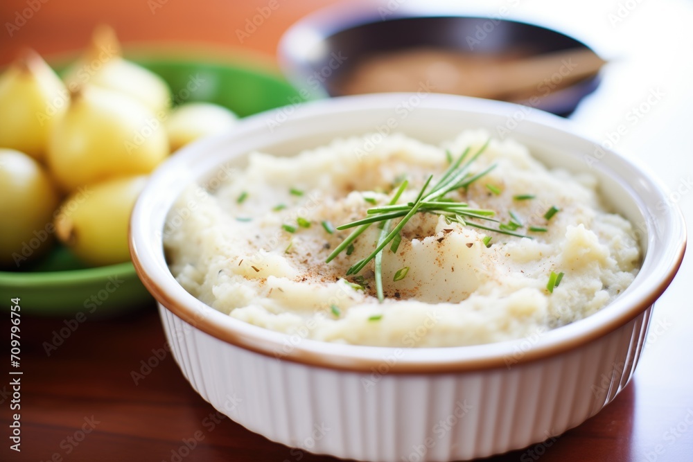 mashed potatoes with roasted garlic on top