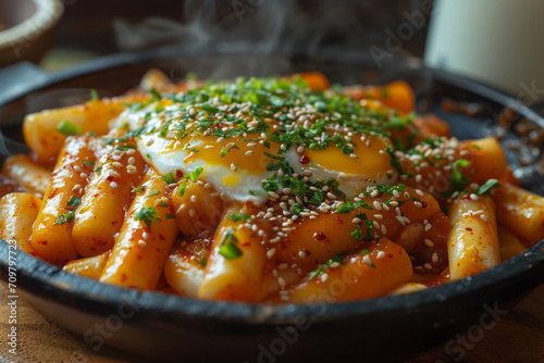 Close-up Korean Food Tteokbokki (Spicy Rice Cakes)