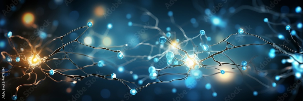 Medical background with intricate illustrations of nerve cells and ...