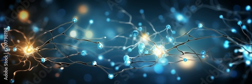 Medical background with intricate illustrations of nerve cells and their interconnected networks photo