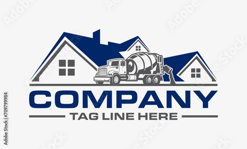 truck concrete, Home real estate logo vector image