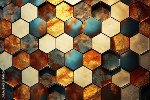 abstract background with hexagons. Generative Ai