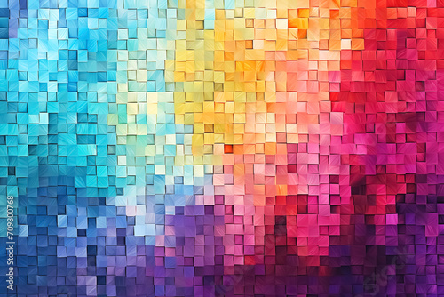 colorful abstract background with cubes in blue  orange  red and yellow. Generative Ai