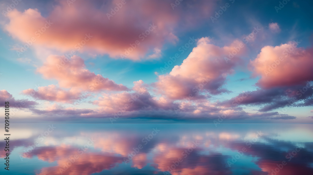 Spectacular Sea Sky at Sunrise and Sunset with Dramatic Clouds in Beautiful Colors