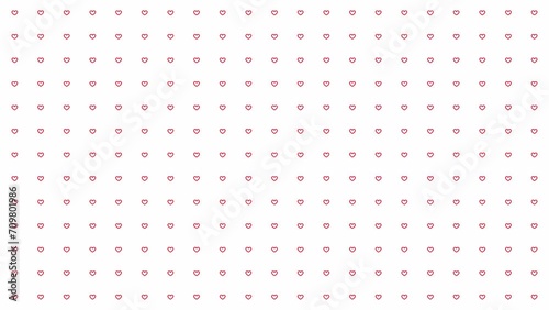 Dynamic Seamless Red Line art Hearts Pattern Background. Pulsing modern animation backdrop. Motion design for Valentine's Day. Trendy and minimalistic. Doodle style.