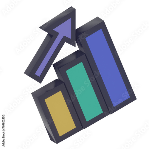 3D Diagram Icon with Transparent Background