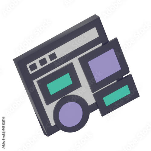 3D Layouts Icon with Transparent Background
