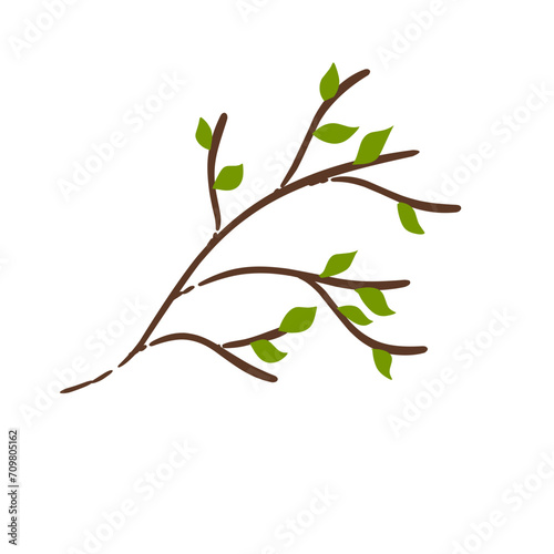 Twig tree branch with leaves
