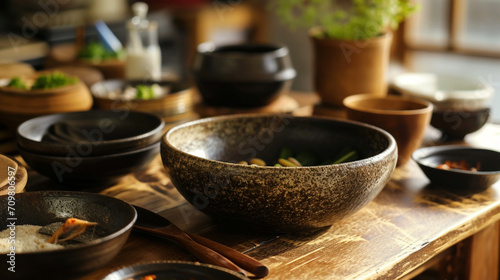 korean chopping bowl. Korea, Fermenting, Tradition, Food, Indoors. AI Generative