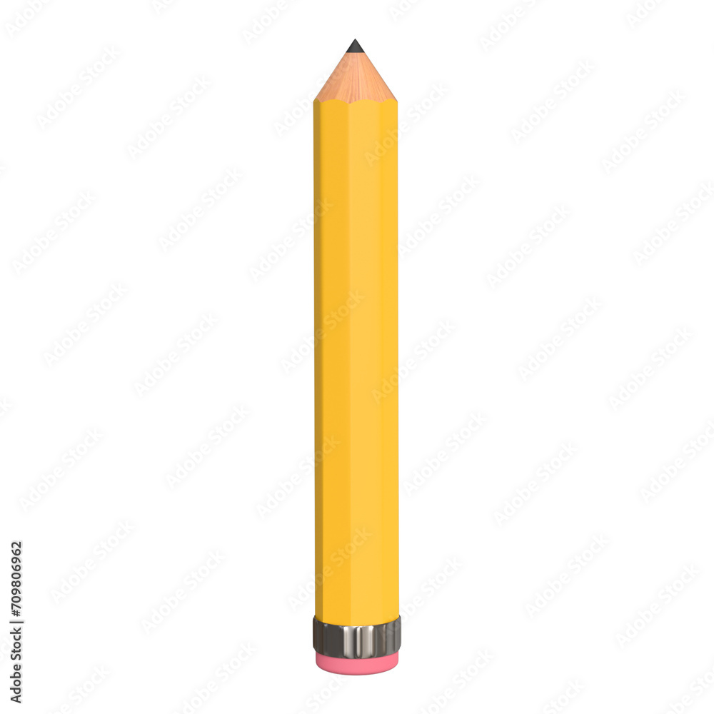 Realistic 3d rendering of Alphabet letter I, pencil shape in yellow color, high quality image for graphics element Realistic 3d rendering of Alphabet letter I, pencil shape in yellow color, high quality image for graphics element
