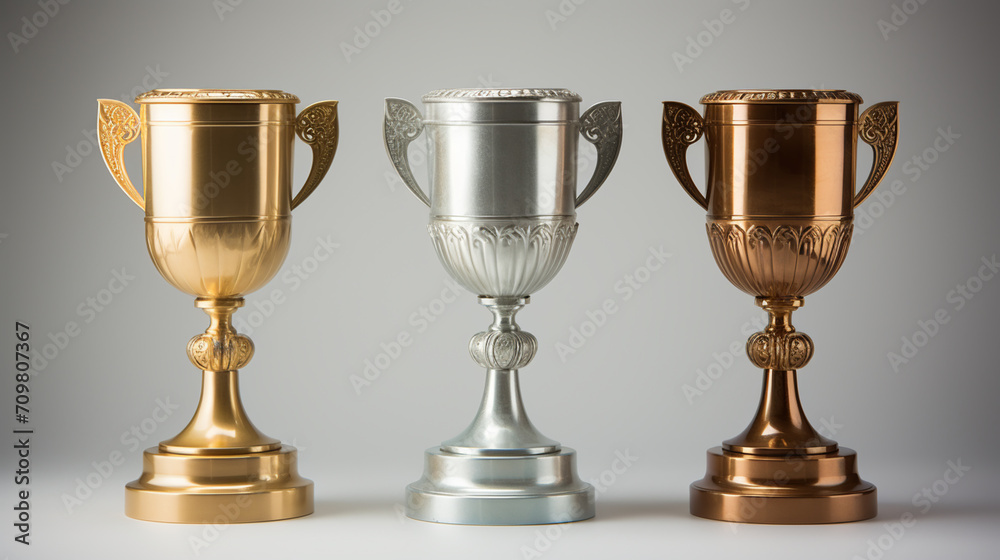 Golden, silver and bronze winner's cups Golden, silver and bronze winner's cups