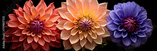 Dahlias are an attractive flower with bright colors, in the style of macro lens, colorful curves   © Possibility Pages