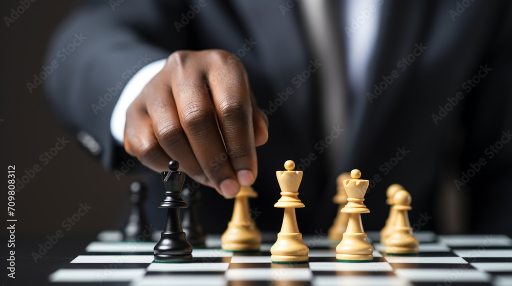 custom made wallpaper toronto digitalhand of businessman moving chess figure in competition success play. strategy, management or leadership concept