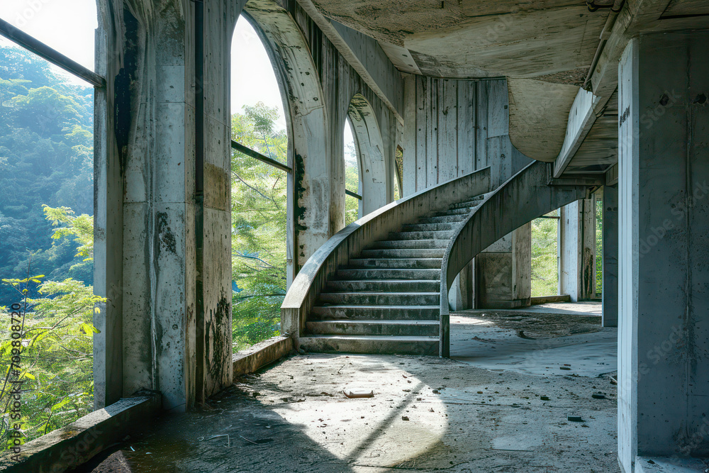 Staircase in a run down building