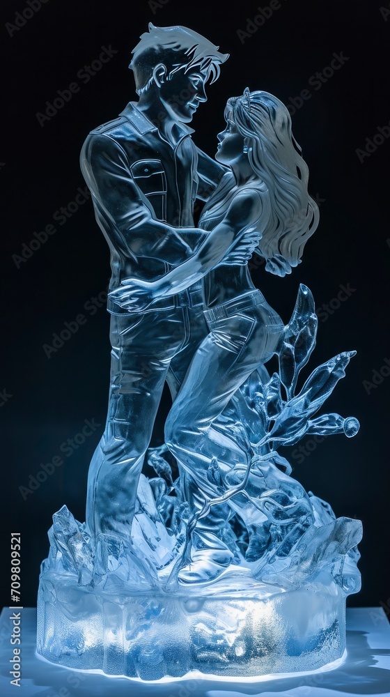 Ice sculpture of a couple in the Ice World Ice sculpture of a couple in the Ice World