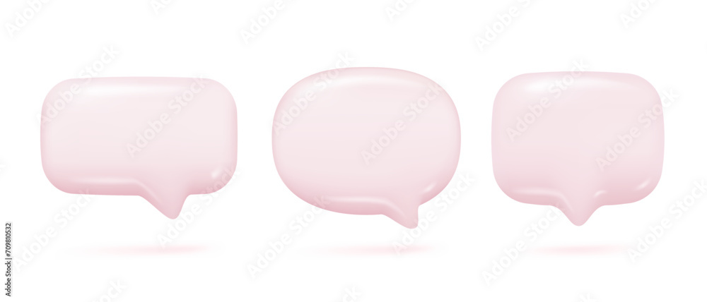 3D shiny speech bubbles. Empty square speech bubbles for conversation messages. 3D Vector Illustration. 3D shiny speech bubbles. Empty square speech bubbles for conversation messages. 3D Vector Illustration.