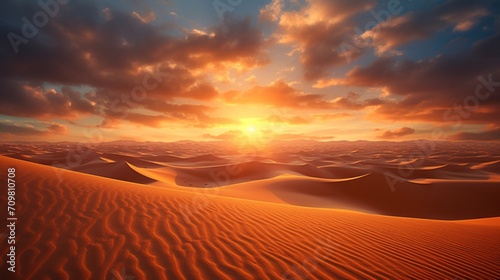 the endless dunes meet the horizon under the golden glow of the sun.