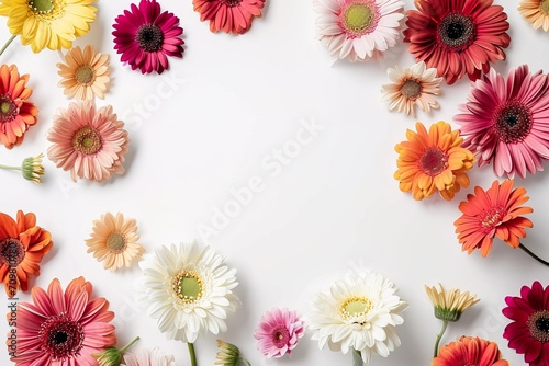 Floral Elegance: Colorful Flowers Frame on Clear White Background