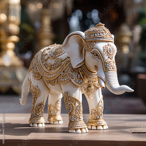 Small elephant figurine with a white tusk Ai generated art