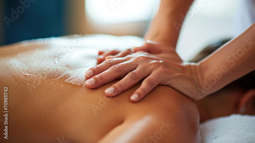 Foto Spa massage and back treatment for relaxation and tranquility