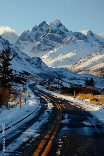 Majestic Mountain Road - Generative AI