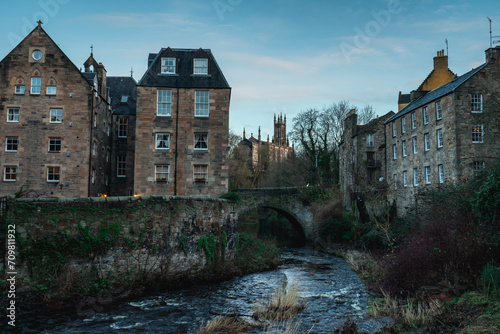 Dean Village, beautiful historic village in Edinburgh, Scotland.