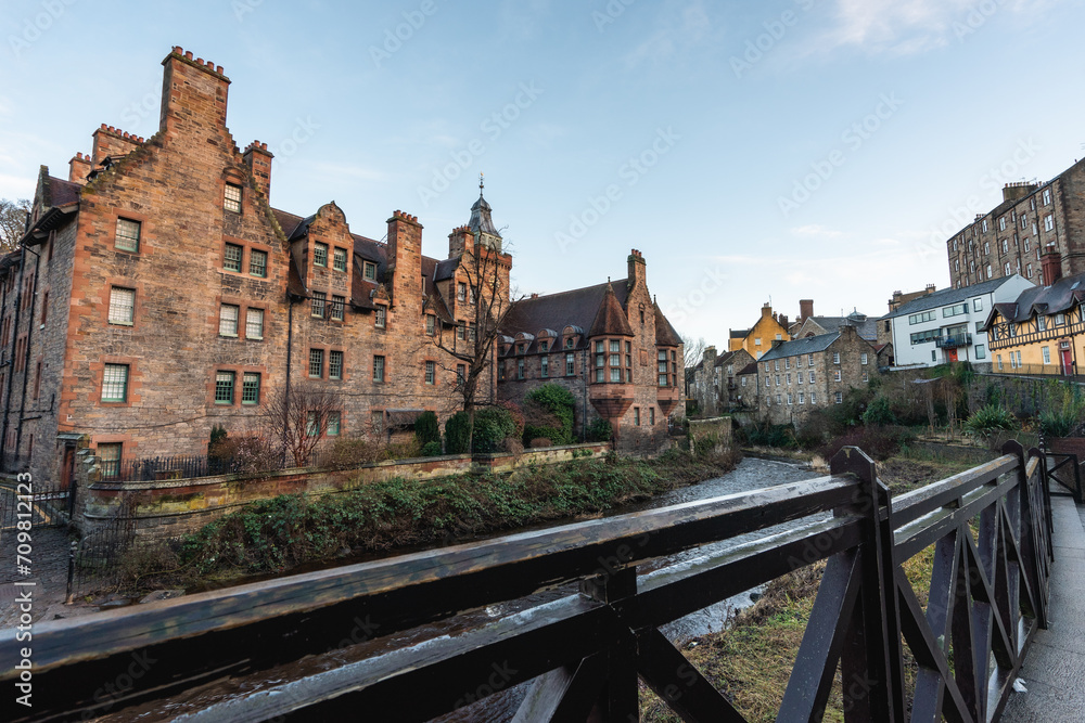 Dean Village, beautiful historic village in Edinburgh, Scotland.