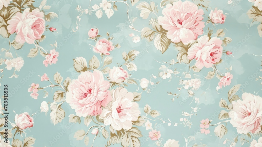 Victorian Romance. Shabby Chic Wallpaper with Pastel and Romantic Tones, Featuring a Solid Pattern for an Elegant and Timeless Aesthetic. - obrazy, fototapety, plakaty 