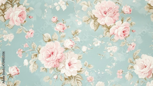Victorian Romance. Shabby Chic Wallpaper with Pastel and Romantic Tones, Featuring a Solid Pattern for an Elegant and Timeless Aesthetic. photo