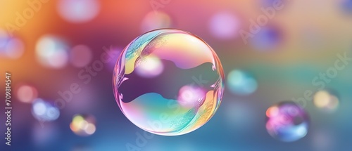 Abstract shiny soap bubbles. Colorful bubbles for wallpaper. Shiny bubbles with blurred background.