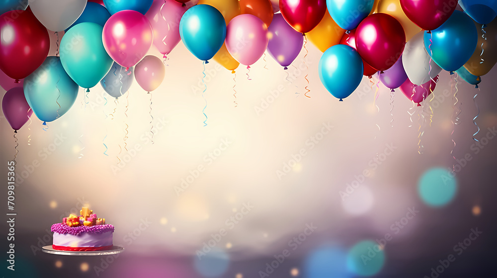 Children's birthday background with many balloons in pastel tones Children's birthday background with many balloons in pastel tones