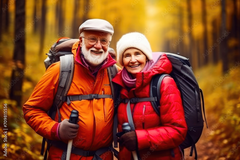 Backpacks and Memories: Senior Couple's Woodland Trek Backpacks and Memories: Senior Couple's Woodland Trek