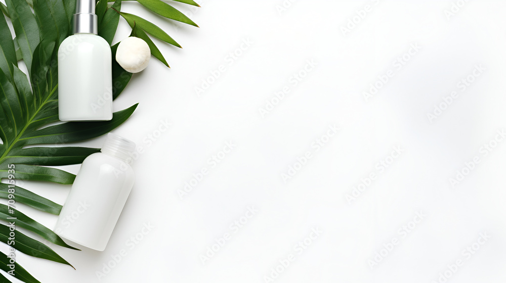 Skincare, beauty and spa concept. Copy space for text. Top view. Generated AI Skincare, beauty and spa concept. Copy space for text. Top view. Generated AI