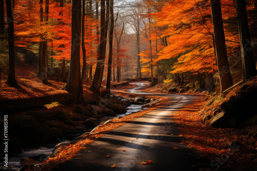 Enchanting Autumn Journey through Tree-Lined Roads