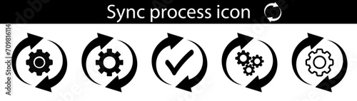 Sync process icon set. recycling recurrence, renewal, flat icon reload set