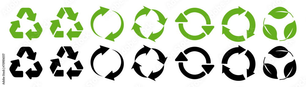 Recycle icon.  Set of recycle arrow icons