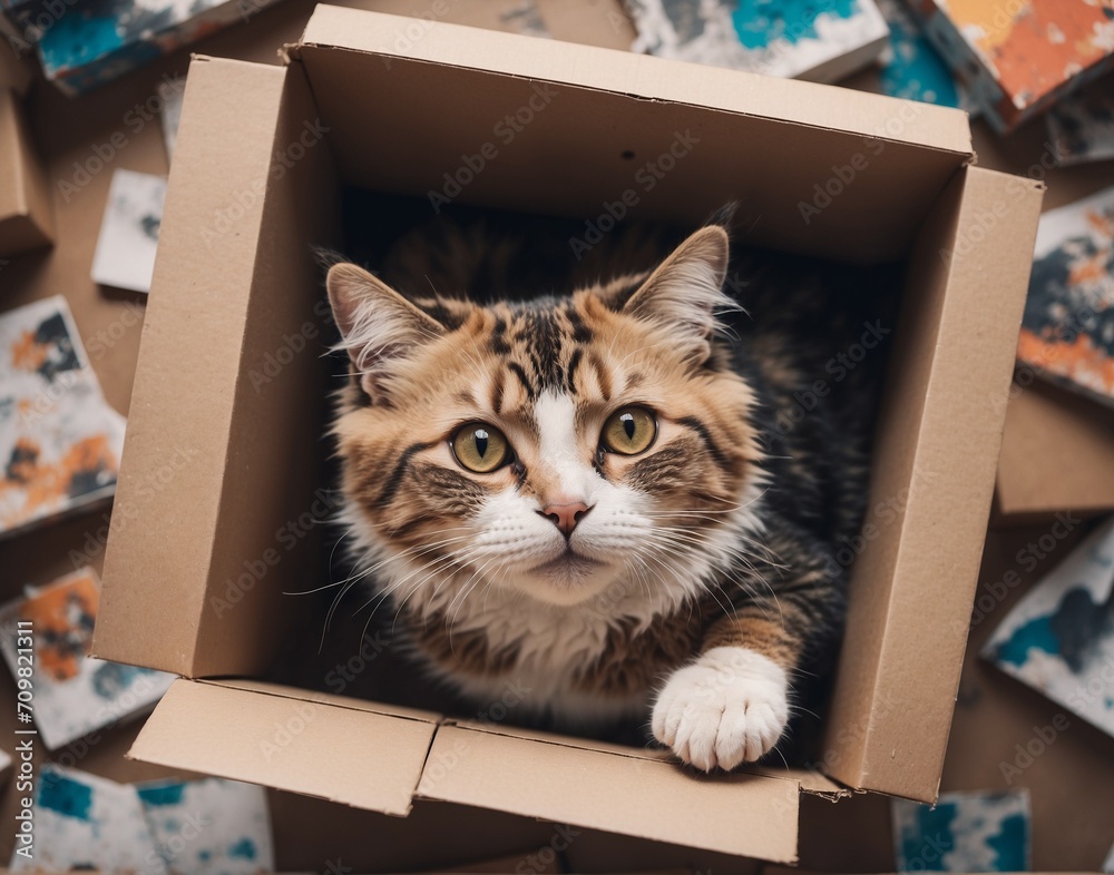 Fototapeta premium cat in box