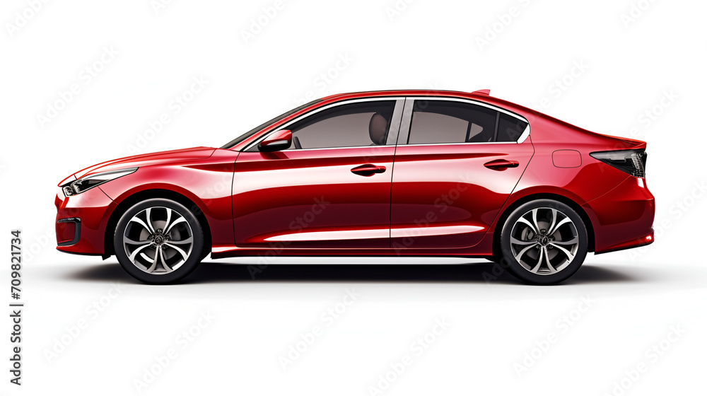 Front view of a red car on white background generated AI