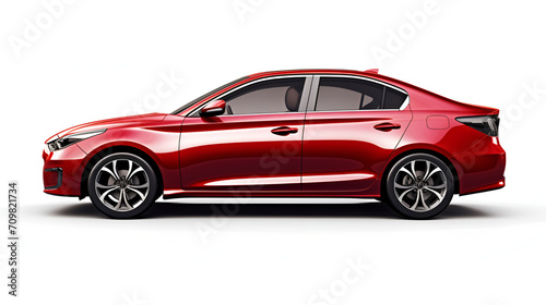 Front view of a red car on white background generated AI © natalystudio