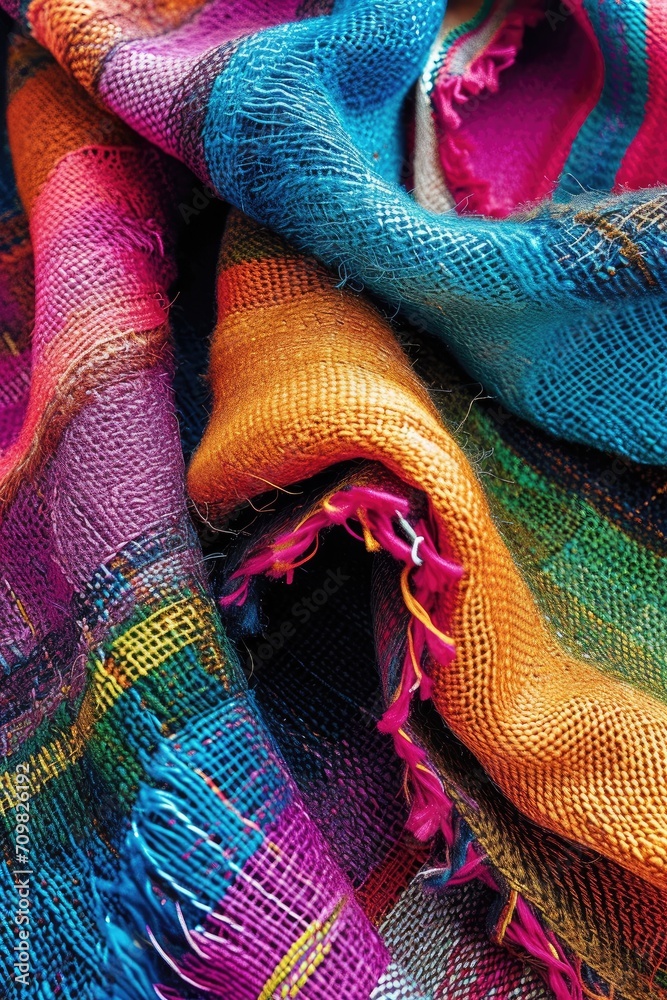 Multicolored Scarf With Fringes Multicolored Scarf With Fringes