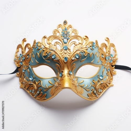 Colorful Venetian carnival mask isolated on white background © Shahid