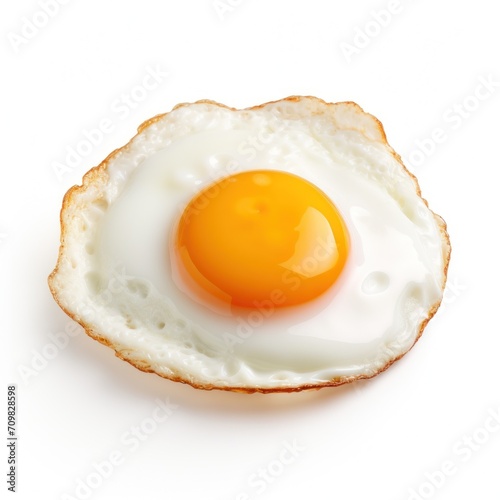 just fried egg close-up on white background