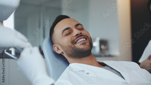 positive patient at dantist in medical room photo